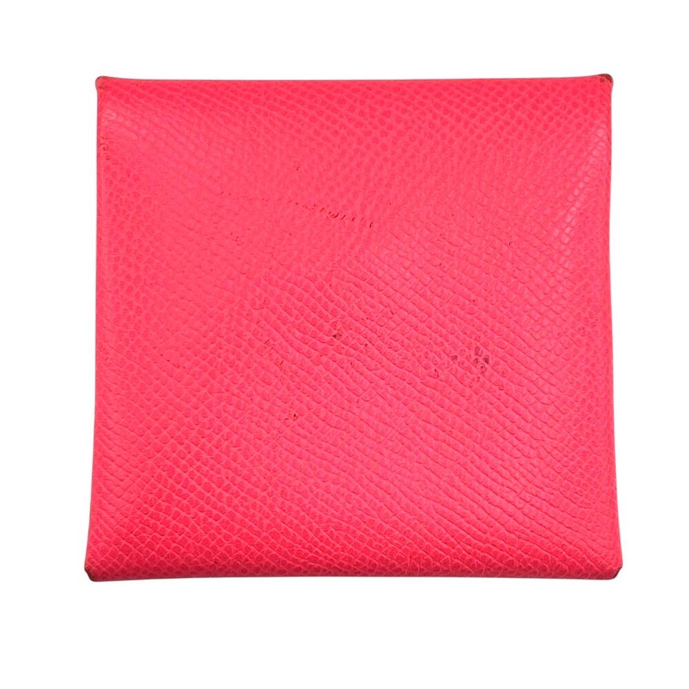 Hermes Bastia Coin Case Wallet Rose Pink Epsom Leather Snap Pouch France